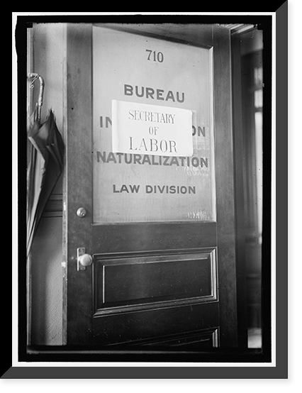 LABOR, DEPT. OF. SIGN ON DOOR FOR NEWLY CREATED OFFICE OF SEC. OF LABOR, Vintage Wall Art