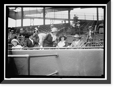 Historic Framed Print, BASEBALL, AMATEUR AND COLLEGE. WATCHING GAME BETWEEN METROPOLITAN AND CHEVY CHASE CLUBS: ALEX HAGNER; MISS BELLE HAGNER; MISS MAITLAND MARSHALL; MISSES ELEANOR & JESSIE WILSON,  17-7/8" x 21-7/8"