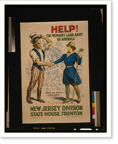 Help! The Womans Land Army of America New Jersey Division State House Trenton. C.D. Gibson Greenwich Litho. Co. N.Y. Classic, Antique Print