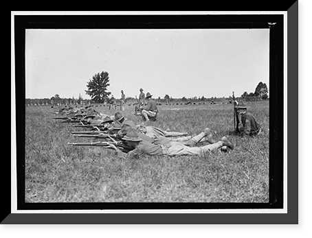 Historic Framed Print, NATIONAL GUARD OF D.C. IN CAMP AT COLONIAL BEACH. TARGET PRACTICE,  17-7/8" x 21-7/8"