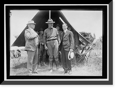 NATIONAL GUARD OF D.C. GEN. HUGH L. SCOTT; COL. WILLIAM HARVEY; SEC. OF WAR BAKER. ANTON STEPHAN IS AT REAR BETWEEN HARVEY AND BAKER, Historic Reproduction