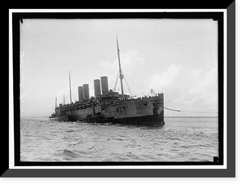 Historic Framed Print, KRON PRINZ WILHELM. GERMAN SHIP, INTERNED IN U.S. IN TOW,  17-7/8" x 21-7/8"