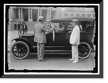 Historic Framed Print, FULKERSON, MRS. ROE. DRIVING MAIL AUTO. P.O. DEPT.,  17-7/8" x 21-7/8"
