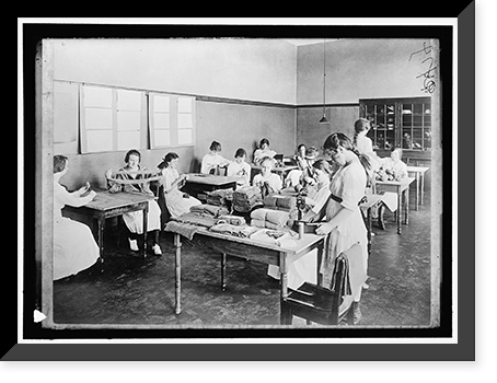 RED CROSS GARMENT DIVISION. MISC. VIEWS OF WORK ROOMS AND WOMEN SEWING, KNITTING, ETC. - 2, Antique Print