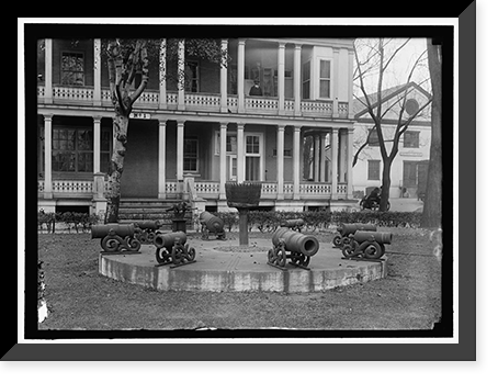 NAVY YARD, U.S., WASHINGTON. MORLARS, CANNON, TARGETS ON LAWN Classic, Antique Print