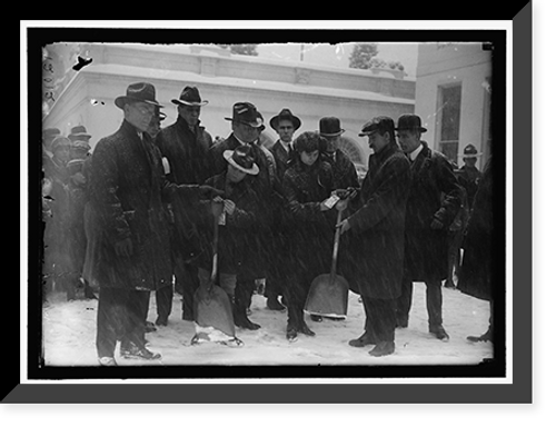 Historic Framed Print, [Group outside White House in snow] - 3,  17-7/8" x 21-7/8"
