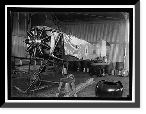 Historic Framed Print, ALLIED AIRCRAFT DEMONSTRATION AT POLO GROUNDS. HANGARS; PLANES, AVRO AND CURTIS BEING CONDITIONED - 7,  17-7/8" x 21-7/8"
