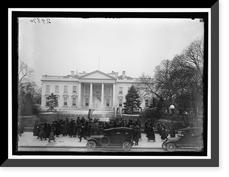 WOMAN SUFFRAGE. BONFIRE ON SIDEWALK BEFORE WHITE HOUSE - 6 Classic, Vintage Poster