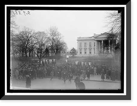 WOMAN SUFFRAGE. BONFIRE ON SIDEWALK BEFORE WHITE HOUSE - 8, Historic Print