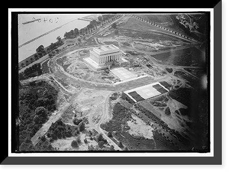LINCOLN MEMORIAL. UNDER CONSTRUCTION. VIEW FROM AIR, Vintage Wall Art