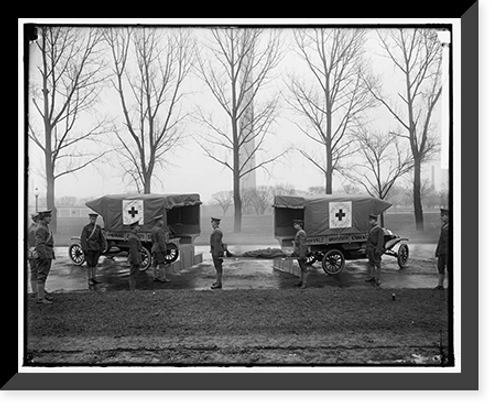 Historic Framed Print, RED CROSS AMBULANCES,  17-7/8" x 21-7/8"