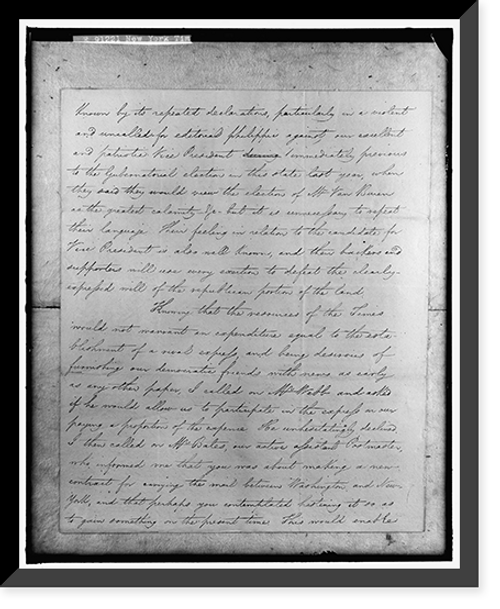 Historic Framed Print, NEW YORK TIMES. 1835 LETTER - 4,  17-7/8" x 21-7/8"