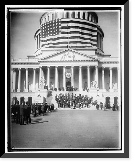 Historic Framed Print, G.A.R. PARADE GREAT FLAG AT CAPITOL,  17-7/8" x 21-7/8"