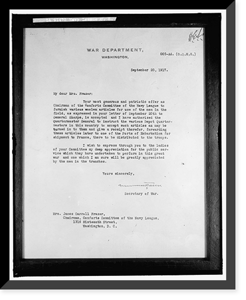 Historic Framed Print, NAVY LEAGUE OF U.S. LETTER,  17-7/8" x 21-7/8"