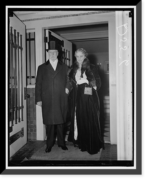 Historic Framed Print, Chief Justice Hughes & Mrs. Hughes leaving home for White House,  17-7/8" x 21-7/8"