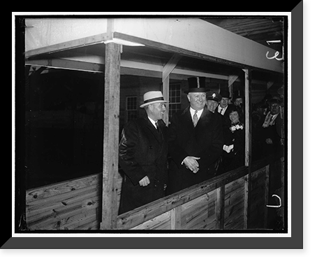PMG Farley and Governor of Indiana. Washington D.C., Jan. 20. Postmaster General Farley and Governor Townsend, of Indiana, as they watched the Inaugural parade today, Vintage Print