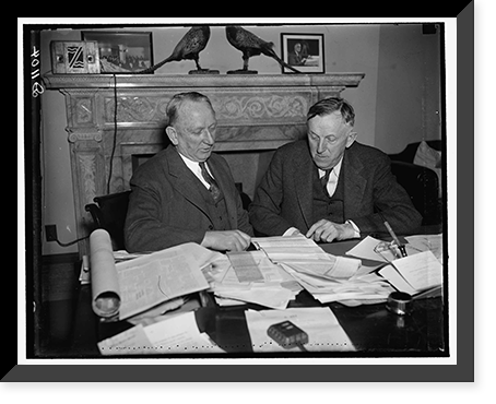 L to r: Peter Tague & Sen. Wm. H. Bulow of So. Dakota, 3/12/37, Antique Print