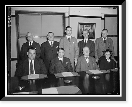 Historic Framed Print, Seated: C.L. Pitman, J.G. Nichols, Phillys [...] Goldsborough, Miss Jean Shibler, [...] standing: Albert G. Towers, Frances C. Brown, E.C. Tefft [?], L.W. Barlow, M.R. Diggs, Federal Deposit Insurance Corp.,  17-7/8" x 21-7/8"
