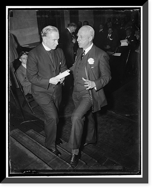 Historic Framed Print, Discuss progress of U.S. Chamber of Commerce. Washington, D.C., April 27. Rev. Edmund A. Walsh, S.C., (left) Vice President of Georgetown University discusses with Harper Sibley, President of the U.S.,  17-7/8" x 21-7/8"