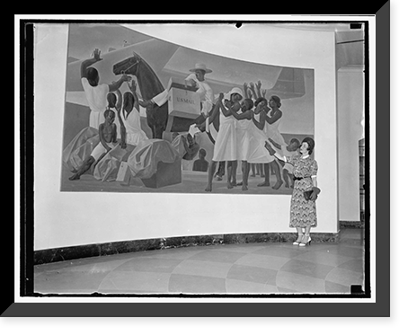 Off with the yoke of Uncle Sam depicted in post office mural, is charge of Arctic explorer. Washington, D.C., Sept. 10. Classic, Vintage Poster