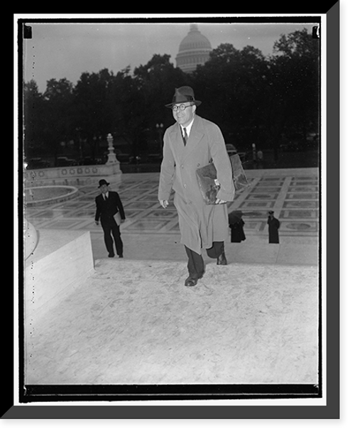 Historic Framed Print, Arrives at court to protest Black's right to sit on nation's highest tribunal Washington, D.C., Oct. 4. Albert Levitt, Department of Justice Attorney, arriving at the U.S.,  17-7/8" x 21-7/8"