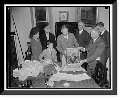 Historic Framed Print, Boxes placed in Smithsonian in 1881 by telephone inventor opened for first time. Washington, D.C., Oct.,  17-7/8" x 21-7/8"