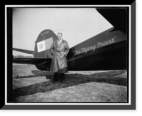 Historic Framed Print, Rev. Paul Schulte [with airplane] - 2,  17-7/8" x 21-7/8"