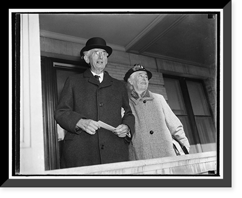 Historic Framed Print, Retired Supreme Court Justice celebrates 83rd birthday. Washington, D.C., Nov. 13. Celebrating his 83rd birthday today, retired U.S. Supreme Court Justice Louis D. Brandeis is pictured with Mrs.,  17-7/8" x 21-7/8"