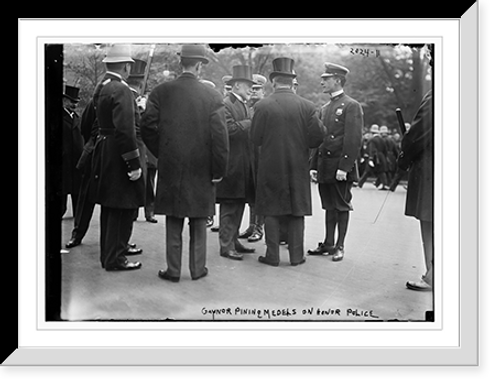 Historic Framed Print, Gaynor pinning medals on honor police,  17-7/8" x 21-7/8"