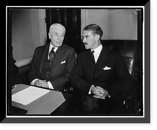 Historic Framed Print, New Australian Minister visits Hull. Washington, D.C., March 1. The new Australian minister to the United States, Richard Casey, visited Secretary Cordell Hull today, as one of his first official acts.,  17-7/8" x 21-7/8"