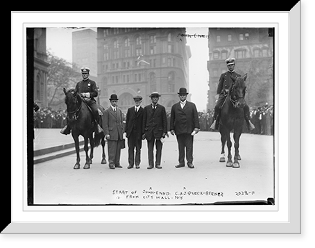 Historic Framed Print, Start of John-Ennis C.A.J. Queck-Berner from city hall, N.Y.,  17-7/8" x 21-7/8"