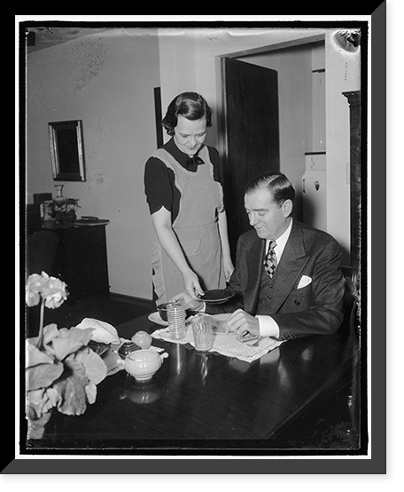 Historic Framed Print, Congressman's day. 8:00 A.M. Then a hot breakfast cooked and served by Mrs. Thomas,  17-7/8" x 21-7/8"