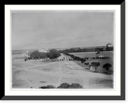 Fort Clark, Tex., ca. 188-: troops crossing officers' line from bandstand, Vintage Print