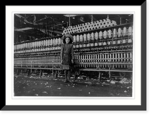 Historic Framed Print, Young spinner in Roanoke (Va.) Cotton Mills. Said fourteen years old, but it is doubtful. See exterior photos and age comparisons in 2161 to 2163. Location: Roanoke, Virginia.,  17-7/8" x 21-7/8"