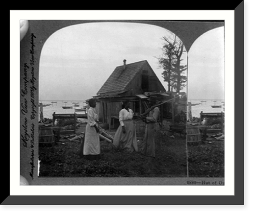 Historic Framed Print, Hut of oyster fisherman, Chesapeake Bay, near Sherwood, Md., U.S.A.,  17-7/8" x 21-7/8"