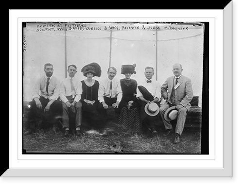 Historic Framed Print, Aviators at Pittsburgh; Aug. Post, Mars and wife, Curiss and wife, Baldwin and Judge M. Wheeler,  17-7/8" x 21-7/8"