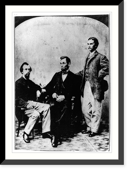 President Abraham Lincoln seated with his secretaries John Hay and John Nicolay, Historic Print