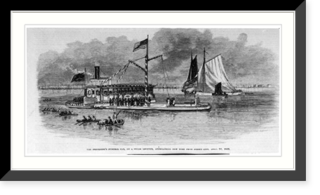The President's funeral car, on a steam lighter, approacing New York, from Jersey City April 24, 1865, Vintage Wall Art