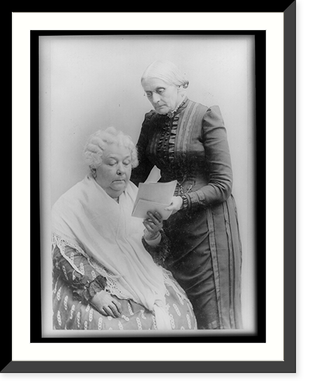 Elizabeth Cady Stanton, seated, and Susan B. Anthony, standing, three-quarter length portrait Classic, Historic Print