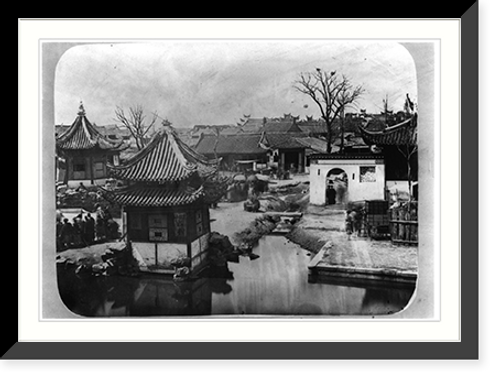 Historic Framed Print, Shanghai, China - View of the bund inside the wall,  17-7/8" x 21-7/8"