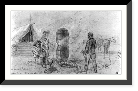 Smoking bacon. Army teamsters at hdqters, Brandy Station, Antique Wall Art