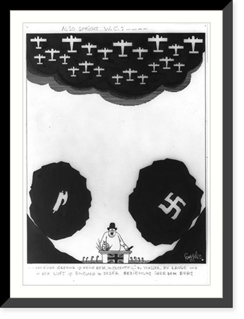 Historic Framed Print, Satire on Churchill's speech on England's invunerability to attack"",  17-7/8" x 21-7/8"