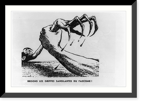 Historic Framed Print, [Russian cartoon, smashing the bloody claws of fascism"]",  17-7/8" x 21-7/8"