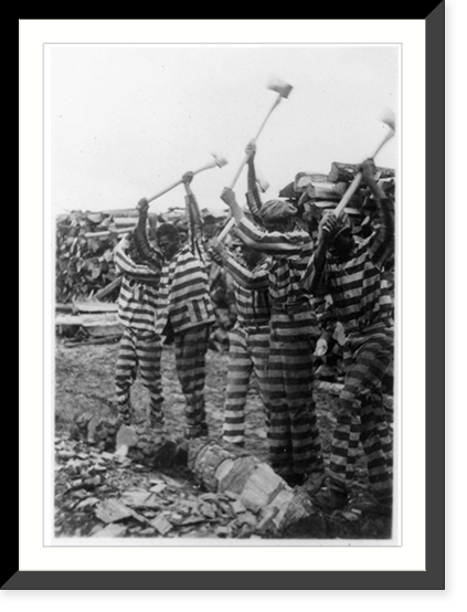 African American convicts working with axes, Reed Camp, South Carolina Classic, Vintage Print