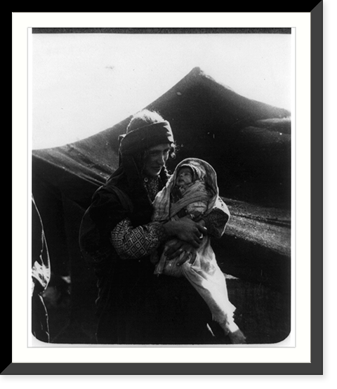 Christian Bedouin Madonna - Mother and swaddled baby at a tent home Classic, Historic Reproduction