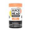 Juice Head Nicotine Pouches set against a natural, green leafy backdrop, emphasizing the clean, tobacco-free nature of the product. The arrangement includes several flavors, with a focus on the eco-friendly aspect of the synthetic nicotine and plant-based materials used