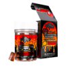 A tropical-themed image of EXODUS Mushy Drops in Caribbean Mango flavor