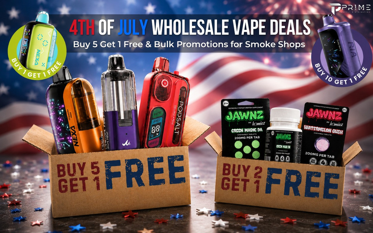 4th of July Wholesale Vape Deals: Buy 5 Get 1 Free & Bulk Promotions for Smoke Shops