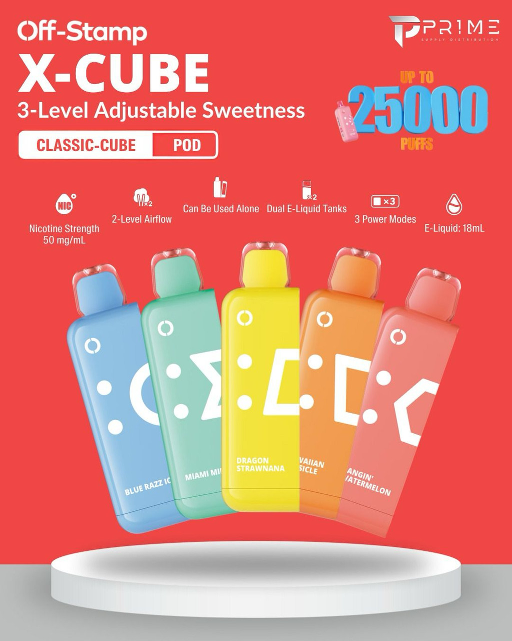 Cube Vape Flavors Off-Stamp Classic Cube Pod  25000 Puffs & Fast Charge