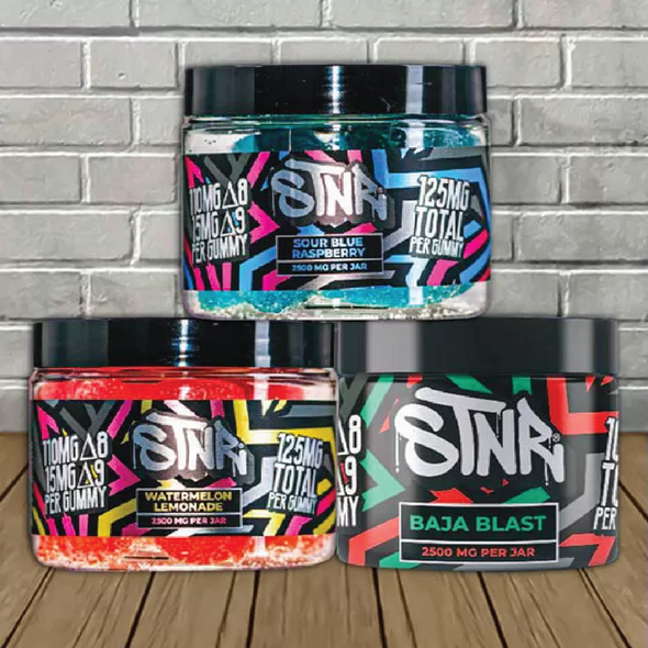 STNR  Delta 8 - Delta 9 Gummies 125MG Display per flavors